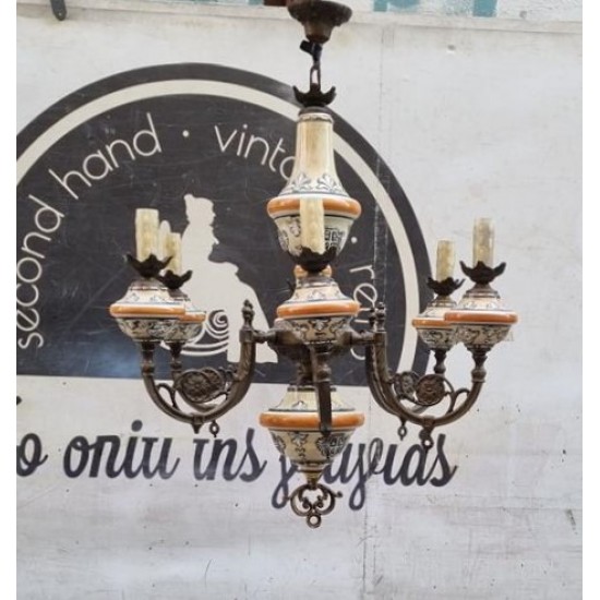 Εξάφωτο φωτιστικό μπρούτζινο Granny's 102577