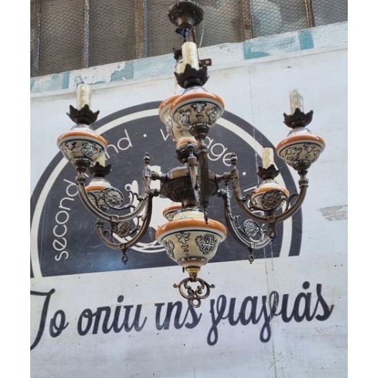 Εξάφωτο φωτιστικό μπρούτζινο Granny's 102577