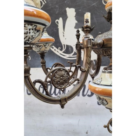 Εξάφωτο φωτιστικό μπρούτζινο Granny's 102577